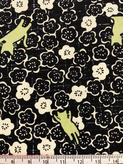 Amazon | 和柄生地 猫柄B シーチング生地 110cm×10cm 黒 | 布